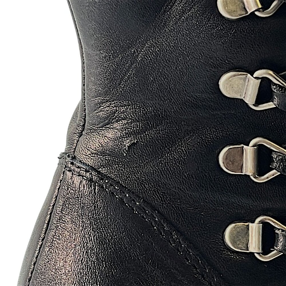 Harley Davidson Women Black Leather Boots Corset Lace Up With Carms Size 9.5" - Picture 11 of 12